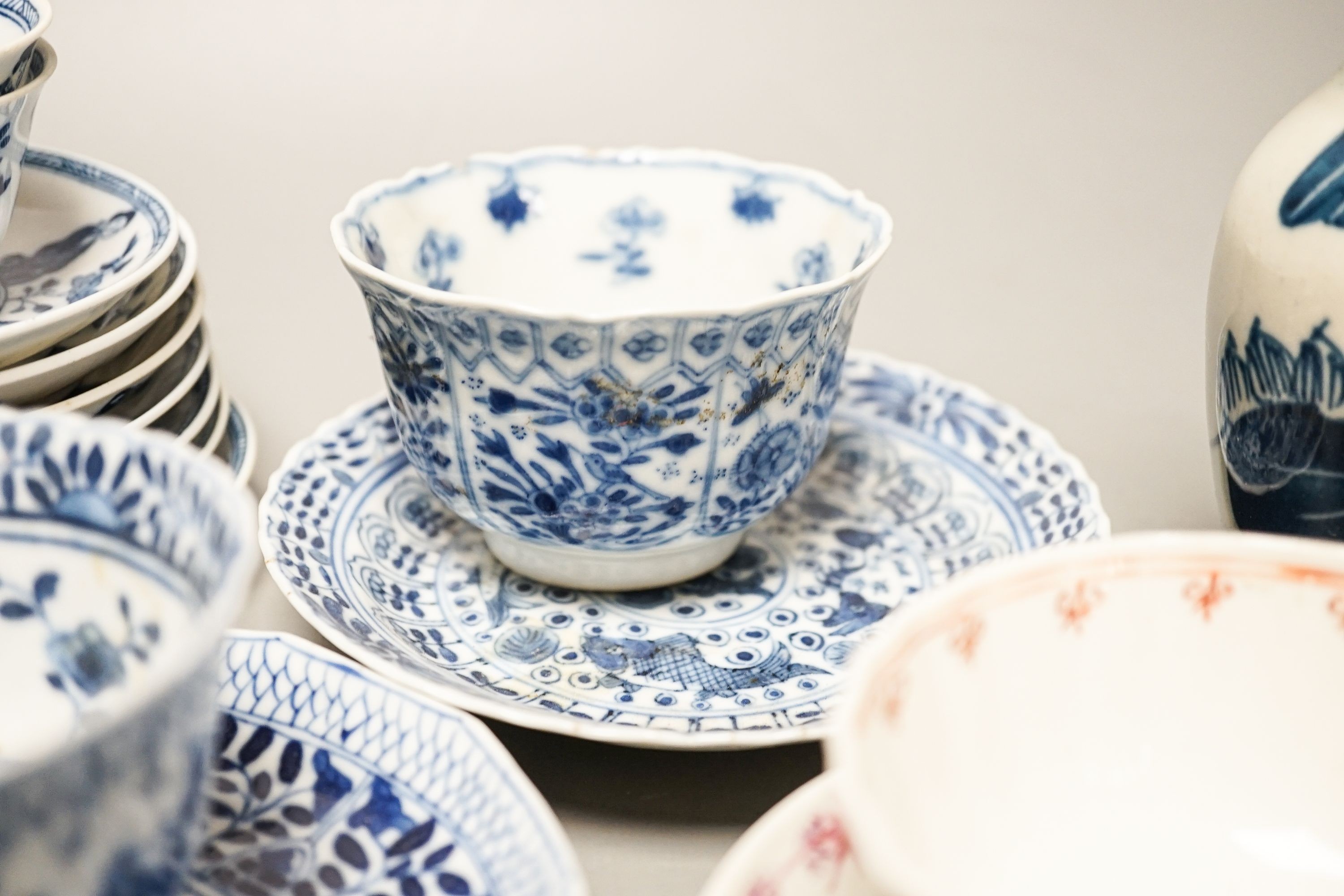 A group of Chinese porcelain teabowls and saucers, 18th-20th century